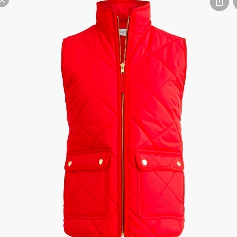 Jcrew red Puffer vest with snap pockets
